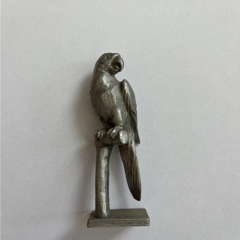 Pewter-Silver Parrot Bird Figurine